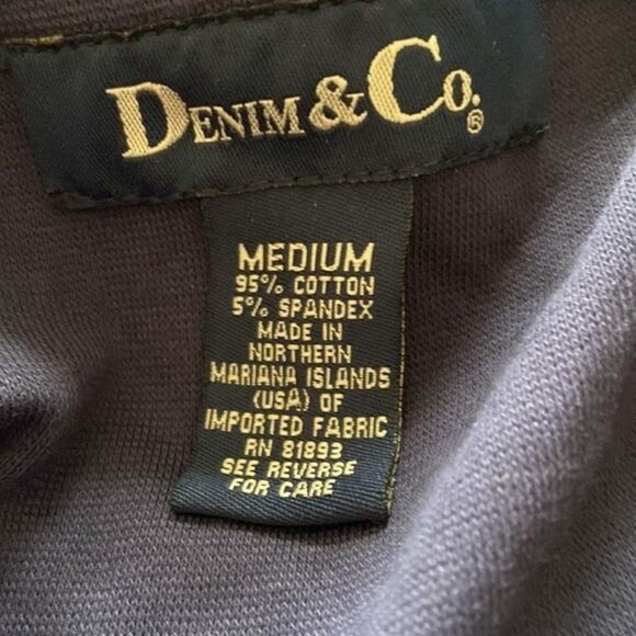 Denim & Company Blouse Medium – Dark Blue Ribbed V-Neck, Everyday Style - Picture 3 of 3